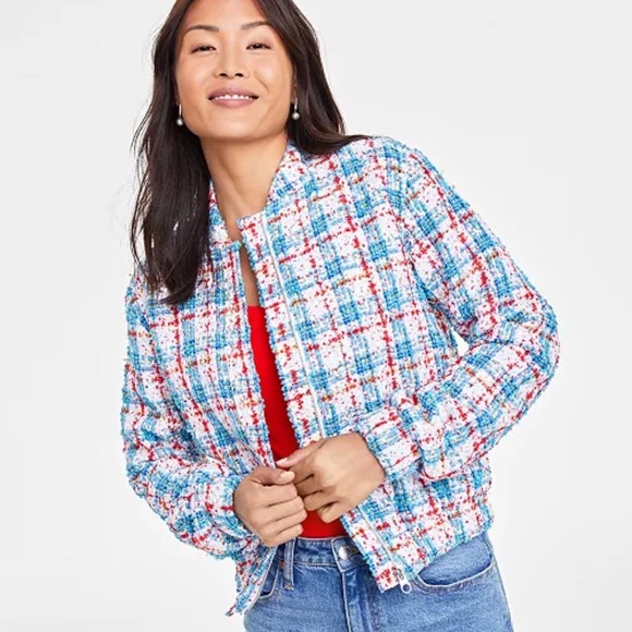 ON 34th Jackets & Blazers - ON 34th Multicolor Tweed Zip-up Jacket Ladies Size Small